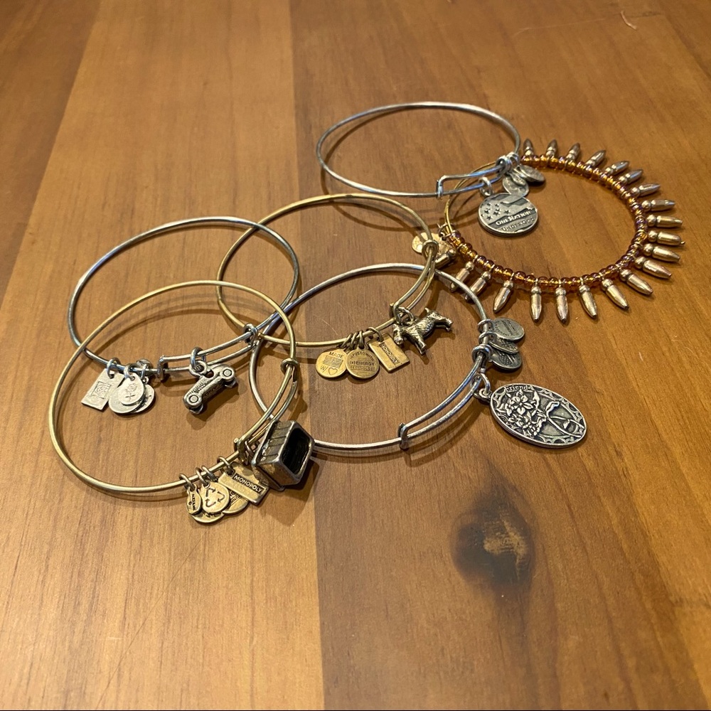 Alex and Ani Flag Monopoly Friend Beaded Bangles Set Lot of 6